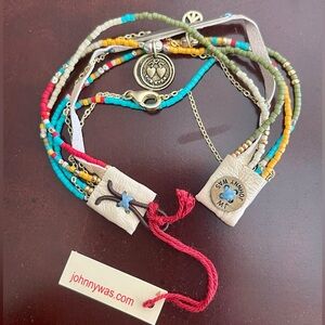 NWT Johnny Was Carmen Sterling Silver And Leather Beaded Bracelet $168